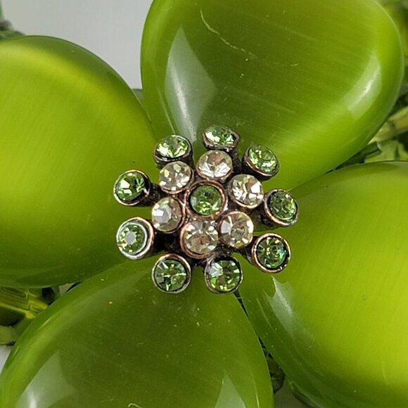 Vtg. Laila Rowe Green Flower Charm Beaded Stretch Bracelet 6.5" Expandable - Picture 12 of 12